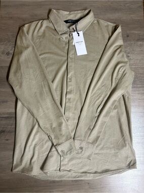 Kenneth Cole Men's Long-Sleeve Button-Down Shirt in Tan